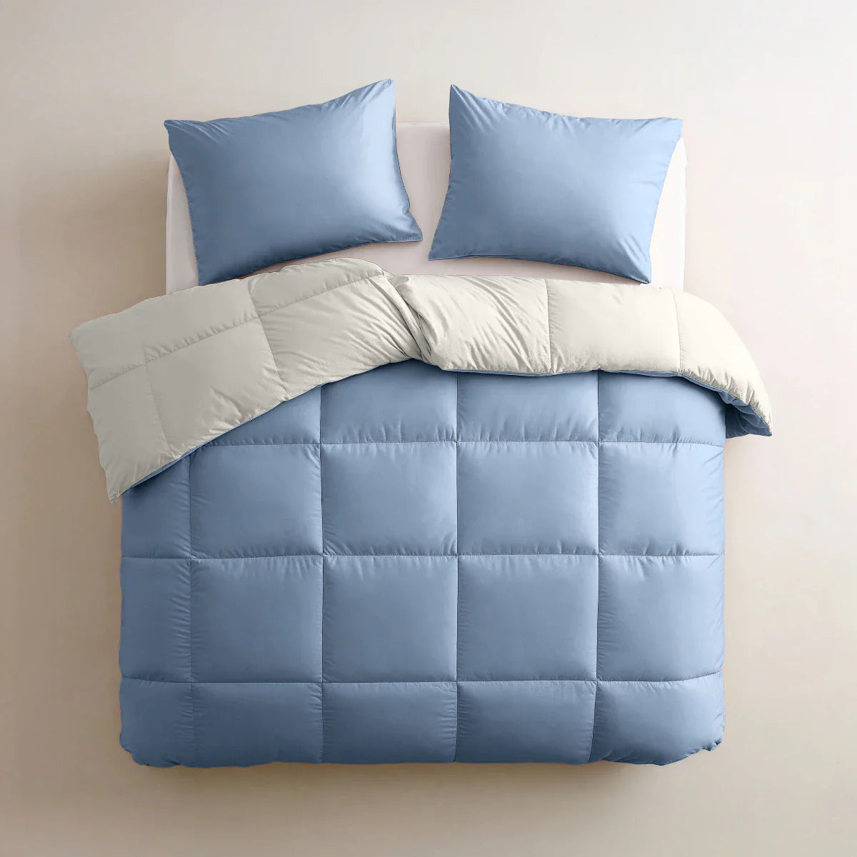 Couette d'été Zelesta Deluxe Duo en coton percale - Bleu rêve & crème