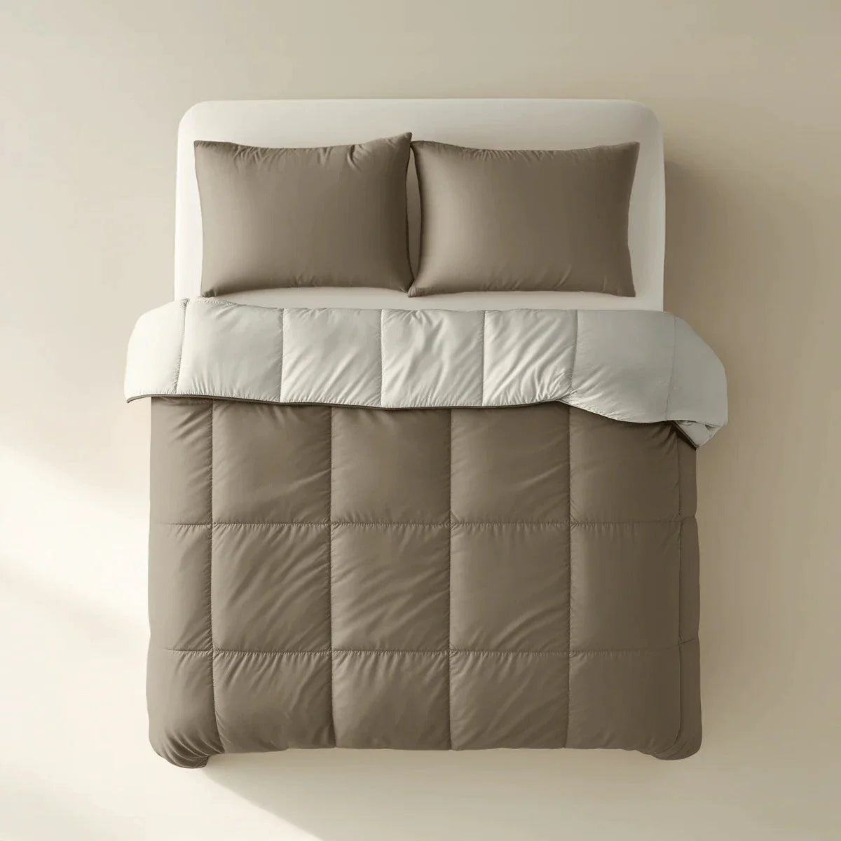 Couette d'été Zelesta Deluxe Duo en coton percale - Taupe et crème