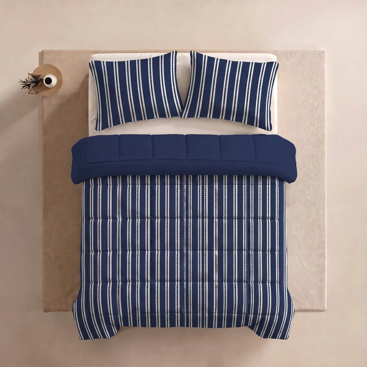 Zelesta Deluxe Design Satin Cotton Pillowcase - Blue Stripes