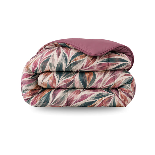 Zelesta Deluxe Design Satin Cotton - Pink Multicolor Leaves