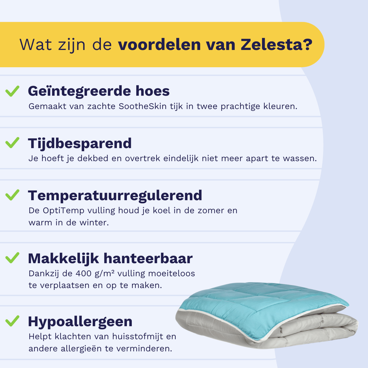 Zelesta Everyday Duo Couette - Gris Clair & Vert Mer