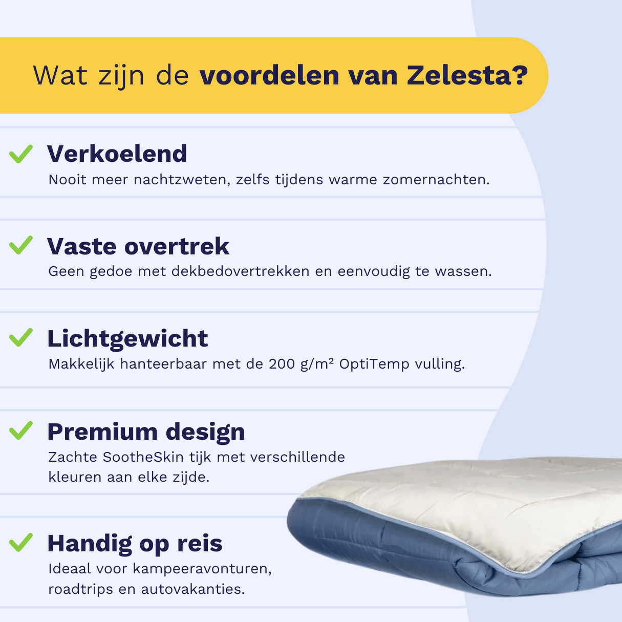 Zelesta Everyday Duo Couette d'été - Bleu & Mastic