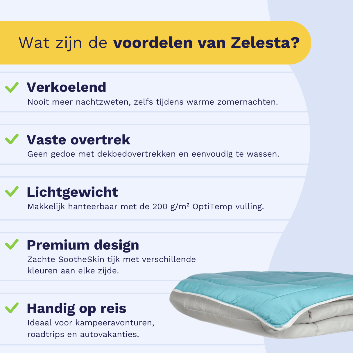 Zelesta Everyday Duo Couette d'été - Gris clair et Vert mer