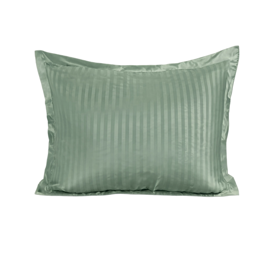 Zelesta Deluxe Hotel Stripe Satin Cotton Taies d'oreiller Lot de 2 - Vert