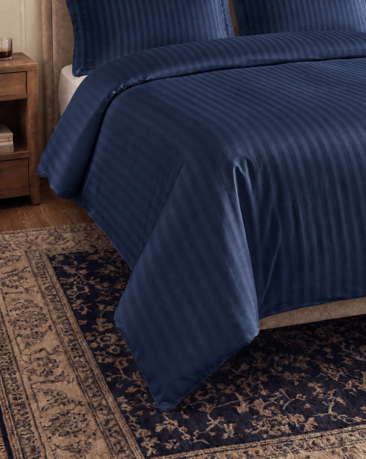 Zelesta Deluxe Hotel Stripe Nahtlose Satin-Baumwolle Bettdecke - Blau