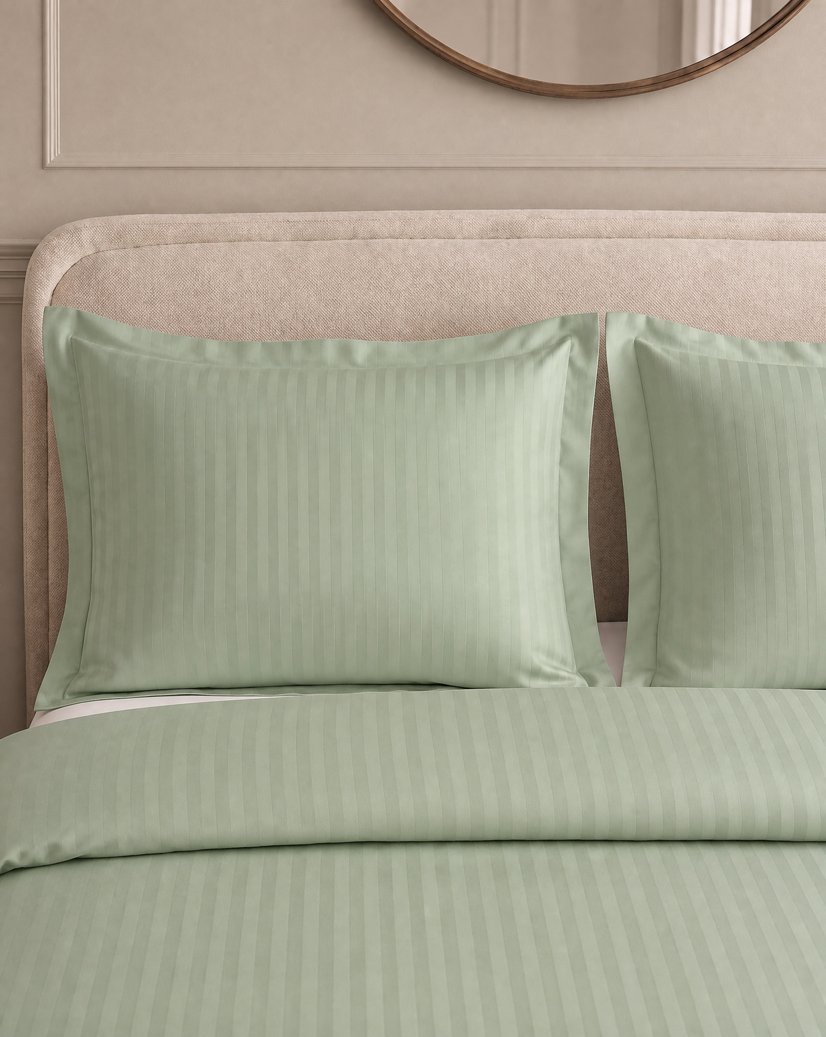 Zelesta Deluxe Hotel Stripe Sans Coutures Satin Cotton Couette - Vert