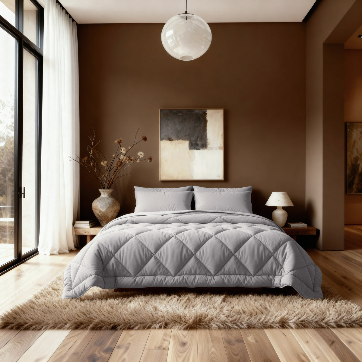 Zelesta Comfort Unie Diamant Couette - Taupe Foncé