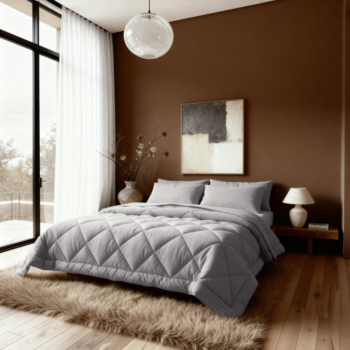 Zelesta Comfort Unie Diamant Couette - Taupe Foncé
