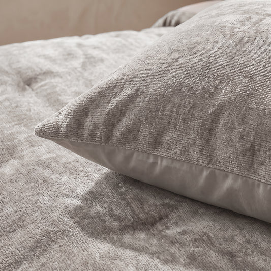 Zelesta Special Jersey Chenille Taies d'oreiller Lot de 2 - Gris métal