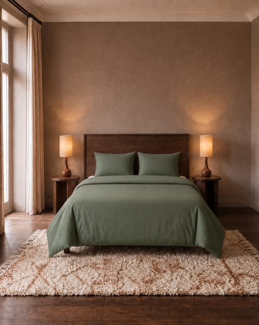 Couette Zelesta Pure Uni Sans Coutures en Coton - Vert Loden