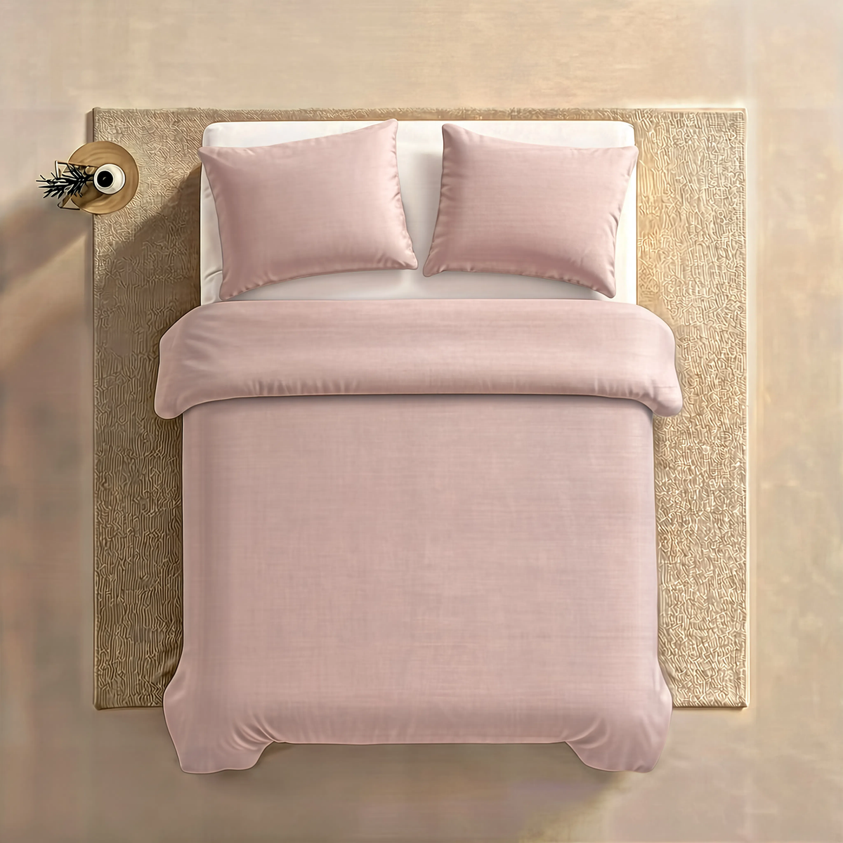 Couette Zelesta Pure Uni Sans Coutures en Coton - Rose Brumeux