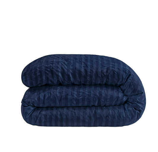 Zelesta Deluxe Hotel Stripe Satin Cotton Couette - Bleu