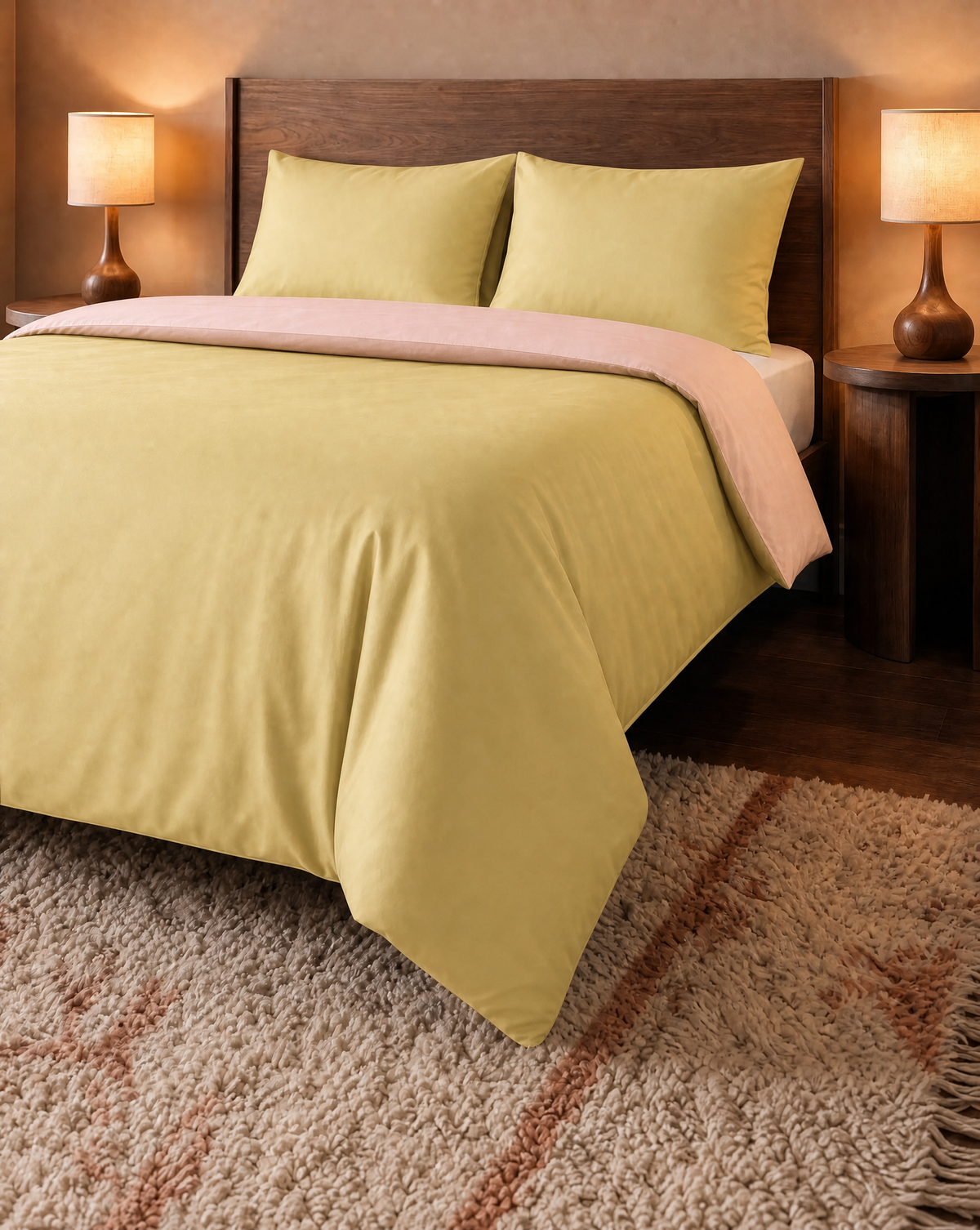 Zelesta Pure Duo Nahtlose Bettdecke aus Baumwolle - Rosa & Gelb