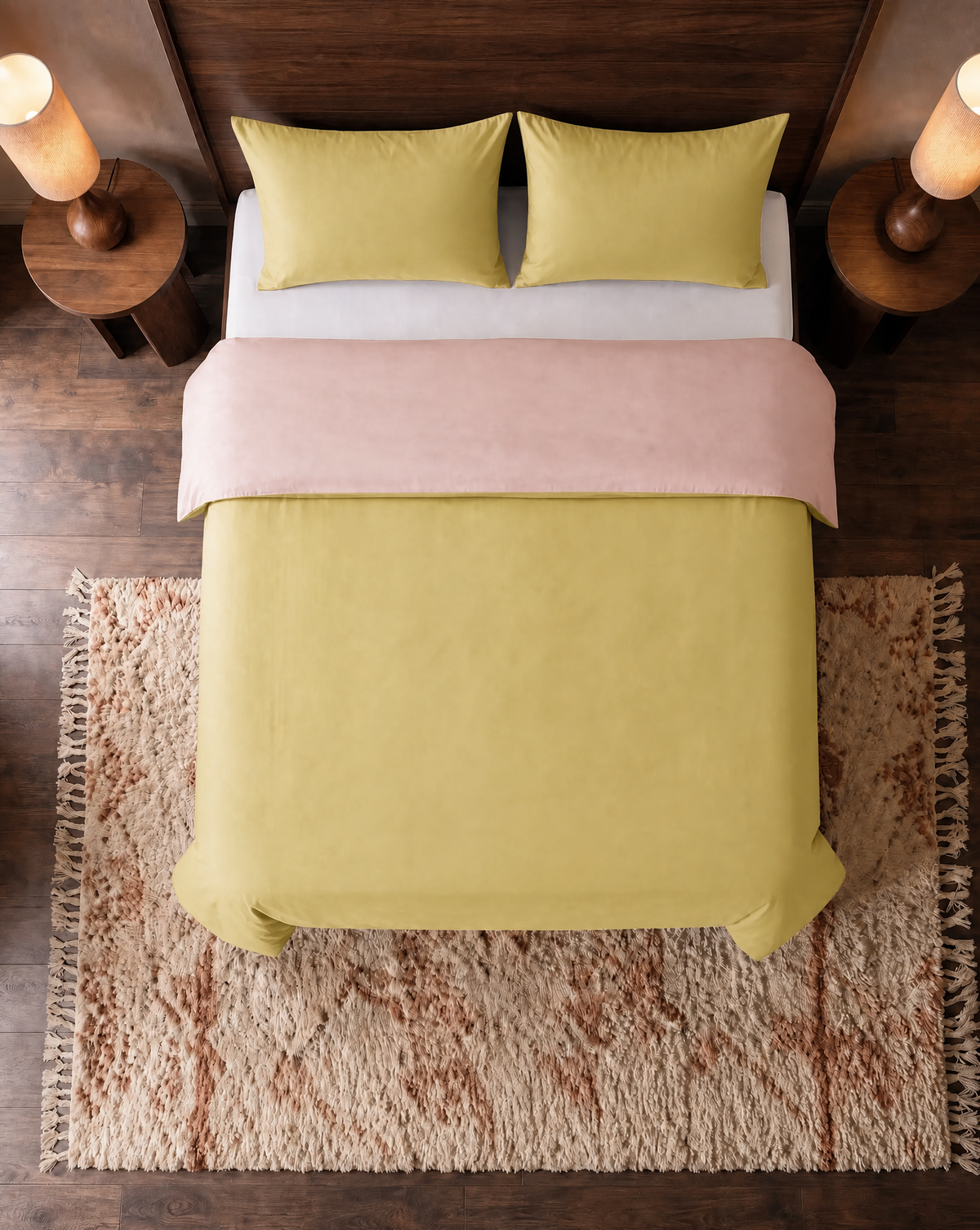 Zelesta Pure Duo Nahtlose Bettdecke aus Baumwolle - Rosa & Gelb
