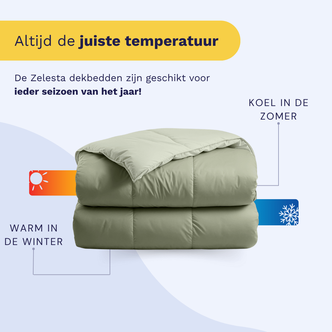 Couette Zelesta Deluxe Duo en coton percale - Vert olive et menthe