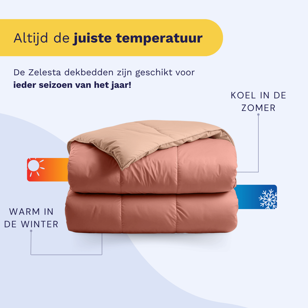 Couette Zelesta Deluxe Duo en coton percale - Saumon & Pêche