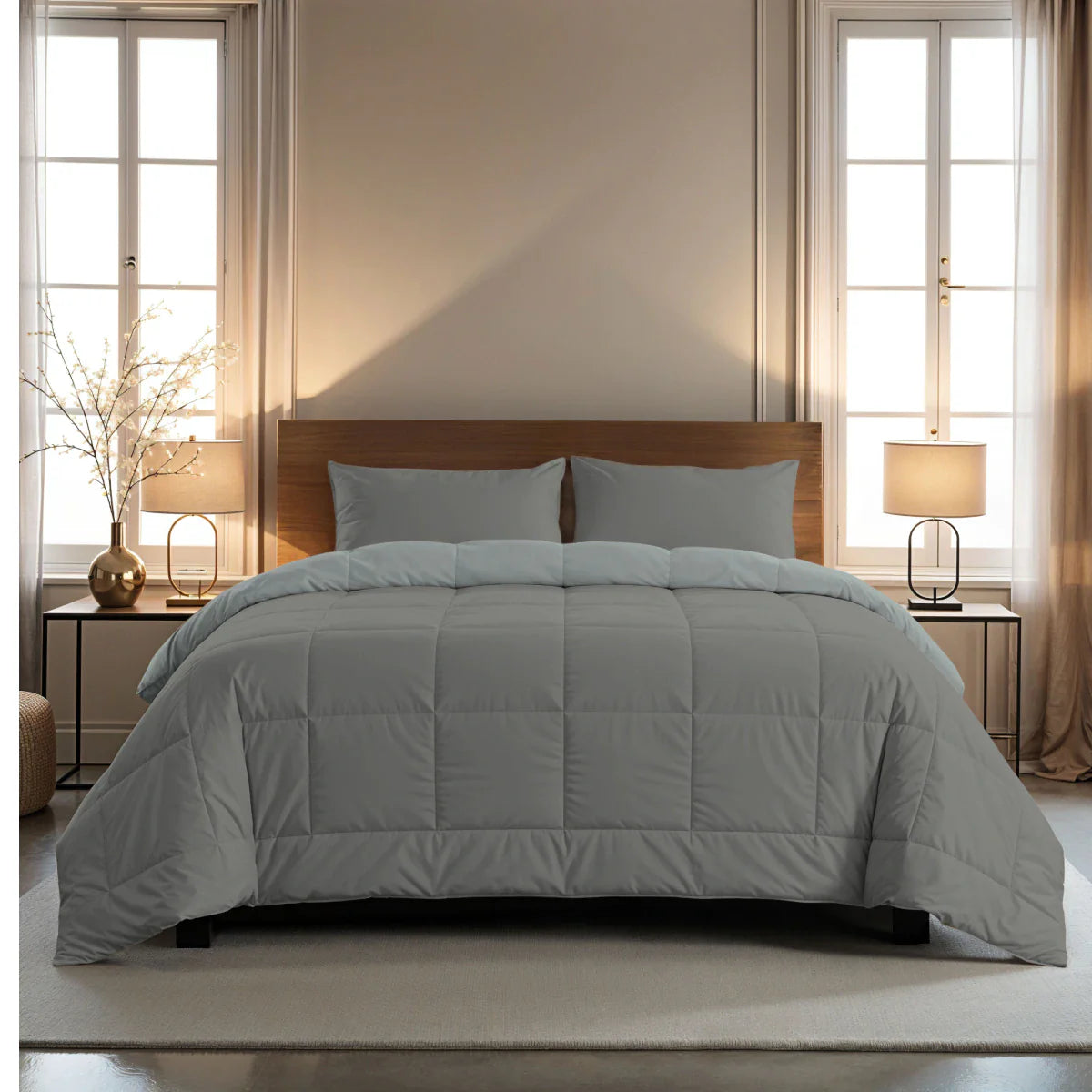 Couette Zelesta Pure Duo Coton - Gris Foncé & Gris Clair