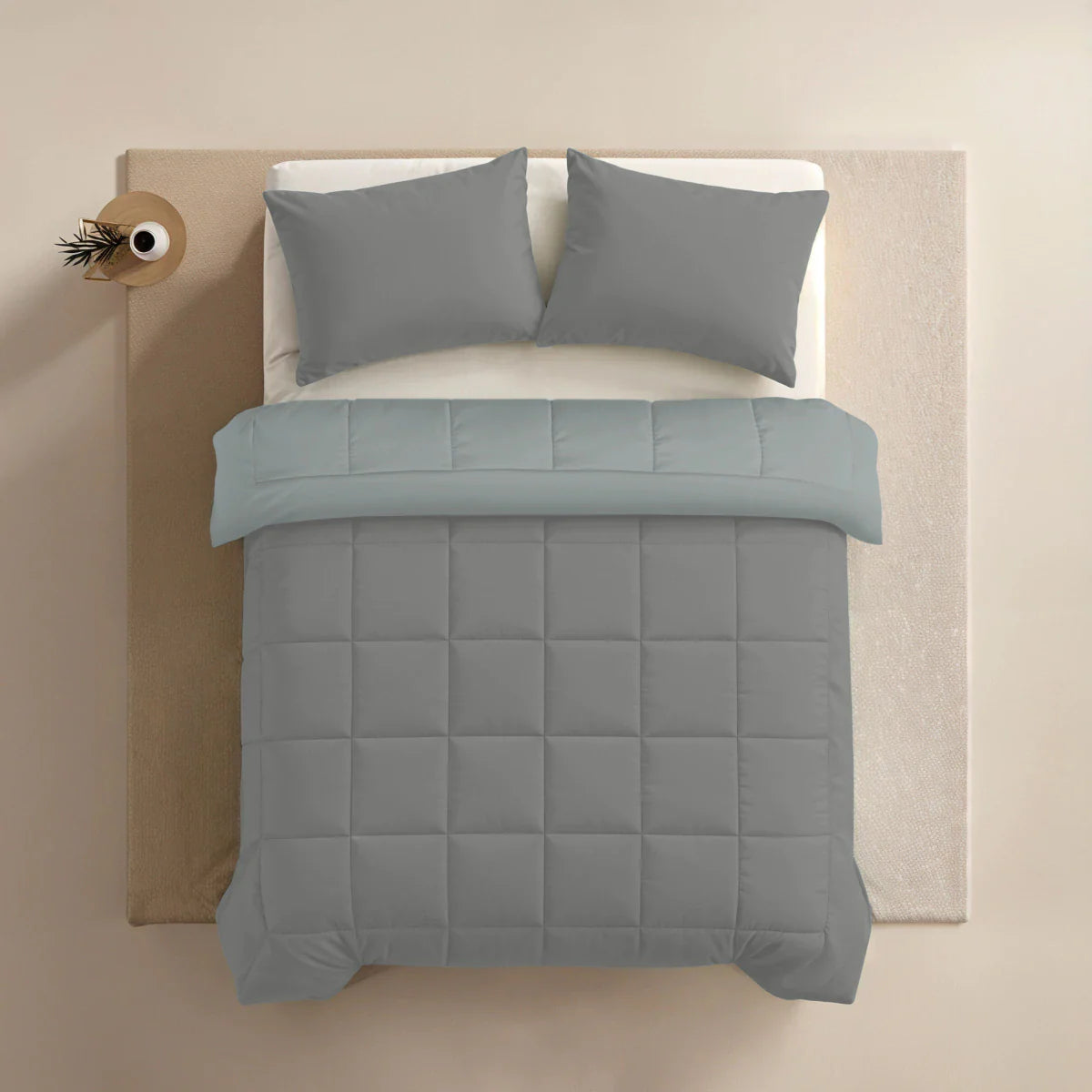 Couette d'été Zelesta Pure Duo Coton - Gris Foncé & Gris Clair