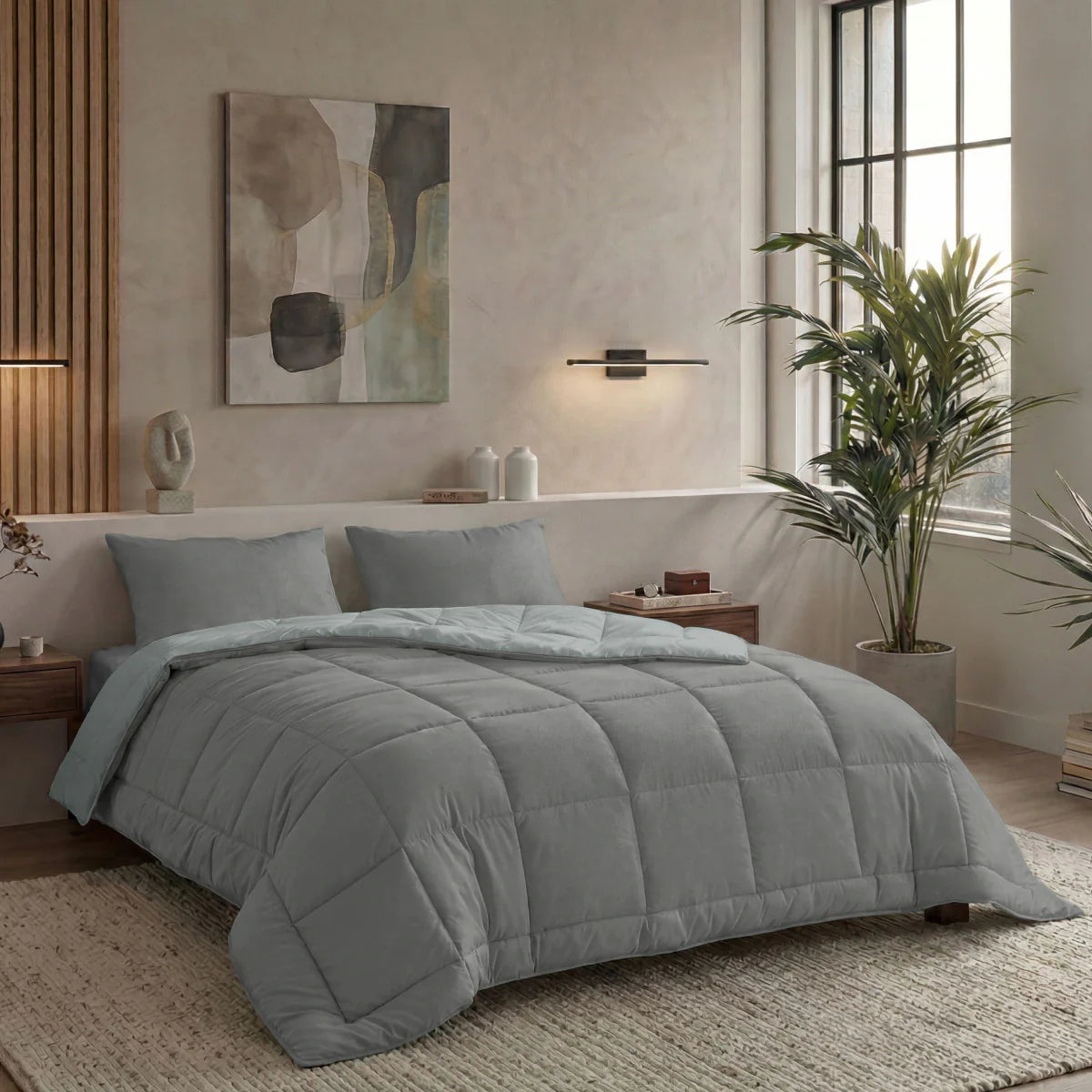 Couette Zelesta Pure Duo Coton - Gris Foncé & Gris Clair