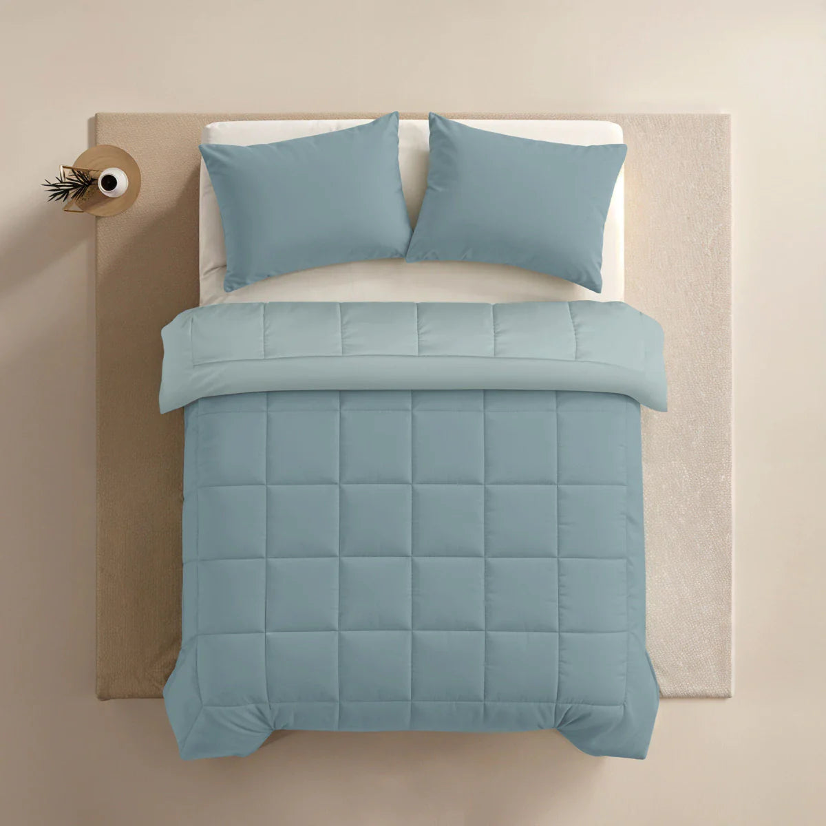 Couette d'été Zelesta Pure Duo Coton - Bleu Gris & Bleu Clair