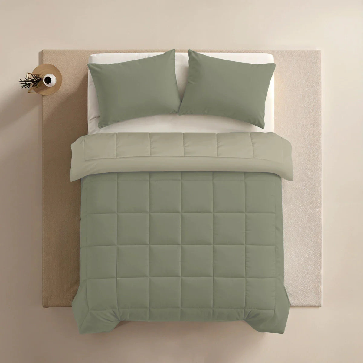 Couette Zelesta Pure Duo Coton - Gris-Vert & Gris-Vert Doux