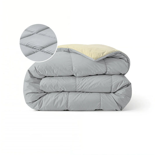 Couette Zelesta Pure Duo Coton - Gris Clair & Jaune Beurre