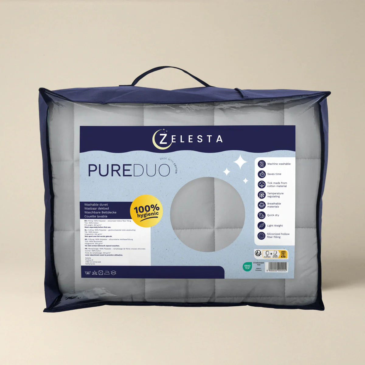 Couette d'été Zelesta Pure Duo Coton - Gris clair et Jaune beurre