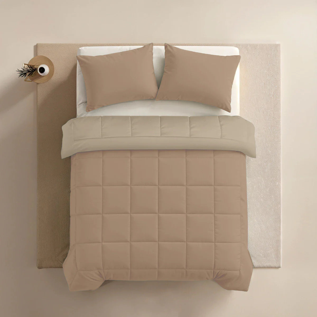 Couette Zelesta Pure Duo Coton - Rose Brun & Brun Béton