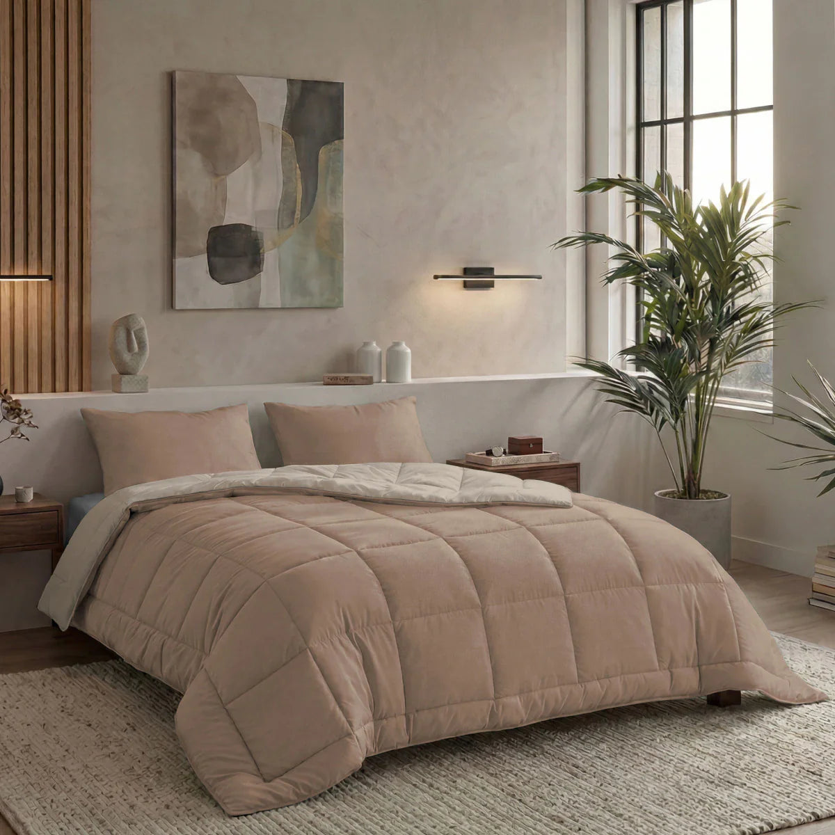 Couette Zelesta Pure Duo Coton - Rose Brun & Brun Béton