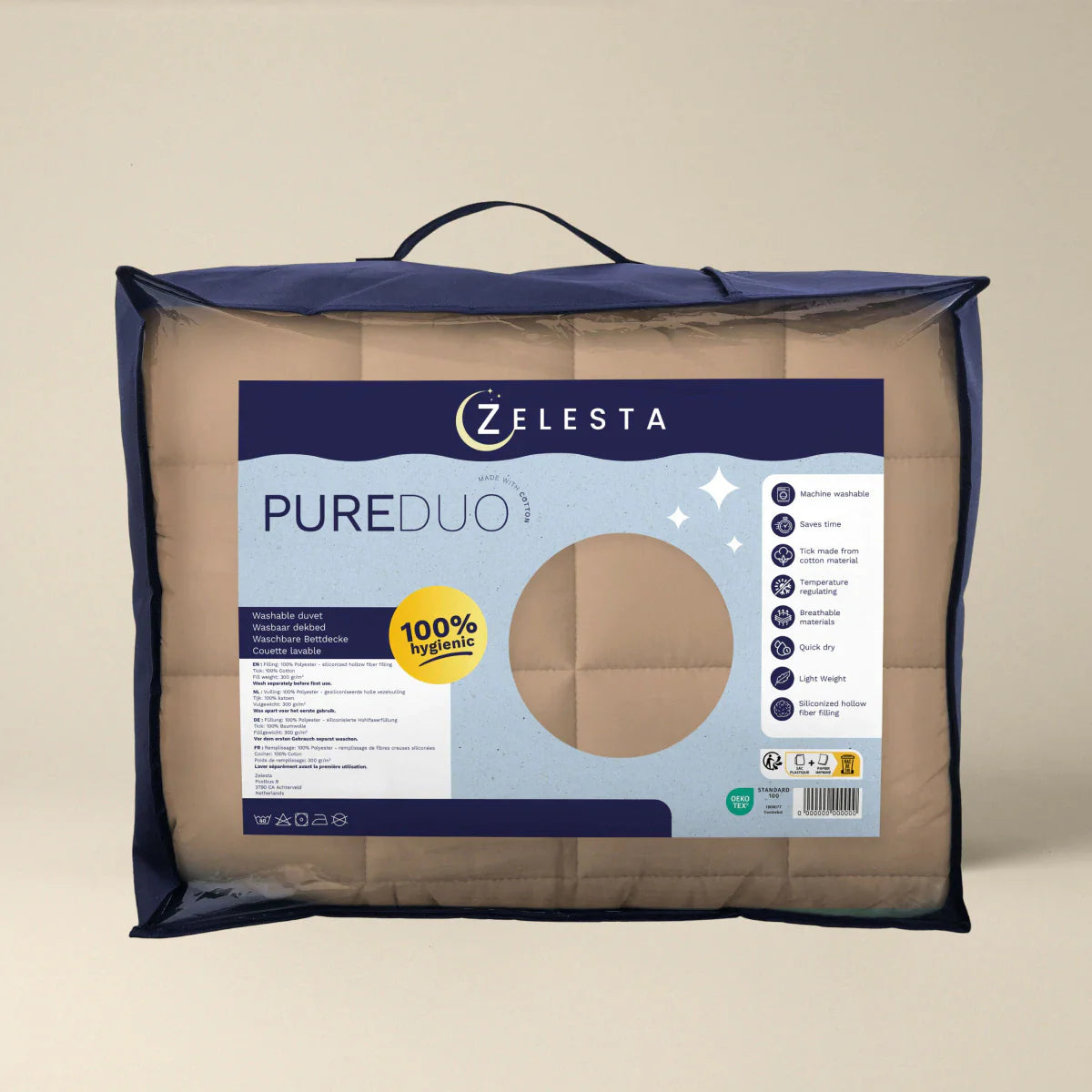 Couette d'été Zelesta Pure Duo Coton - Rose Brun & Brun Béton