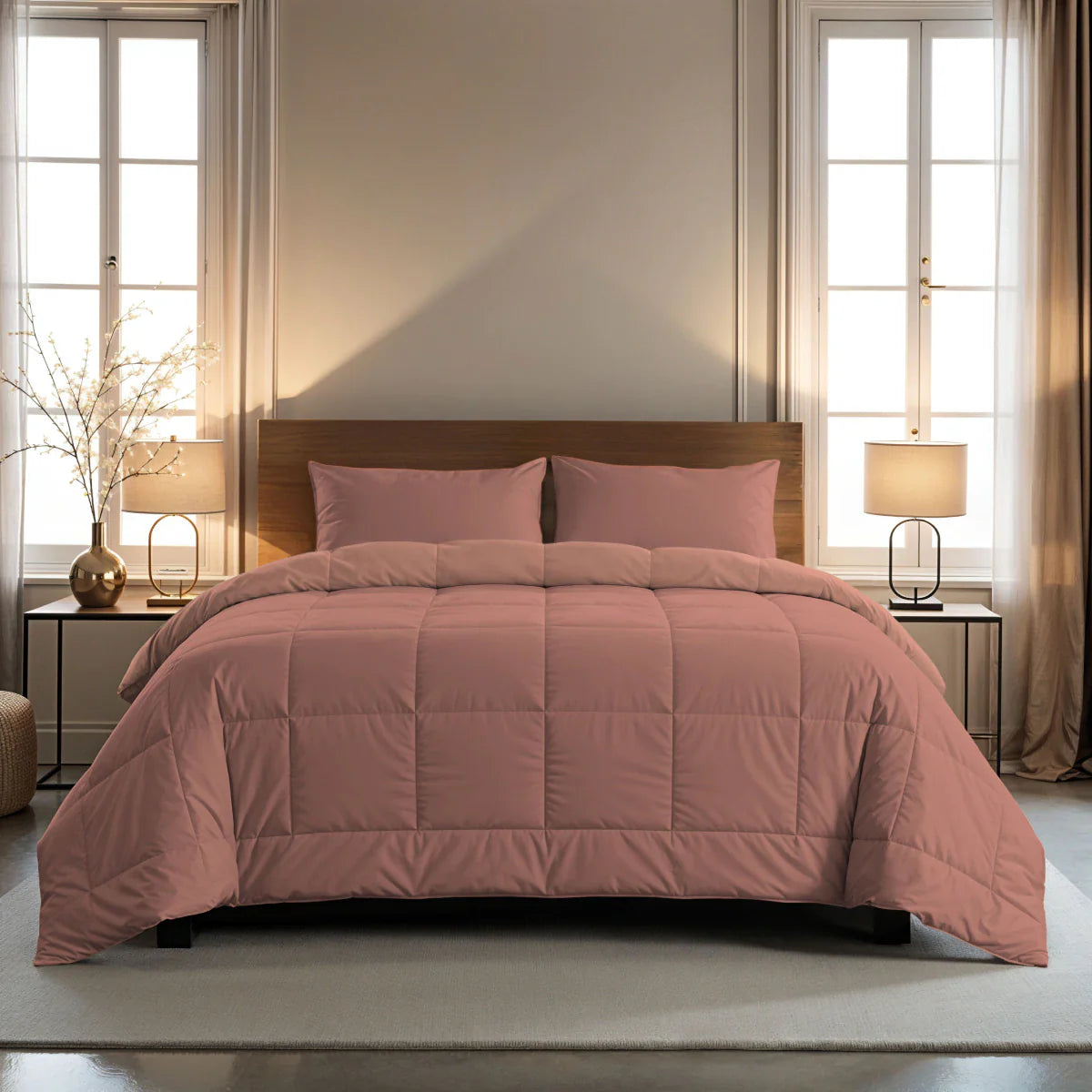 Couette d'été Zelesta Pure Duo Coton - Rose Terracotta & Rose Terre