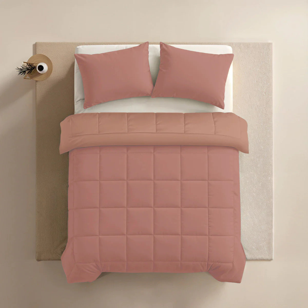 Couette d'été Zelesta Pure Duo Coton - Rose Terracotta & Rose Terre