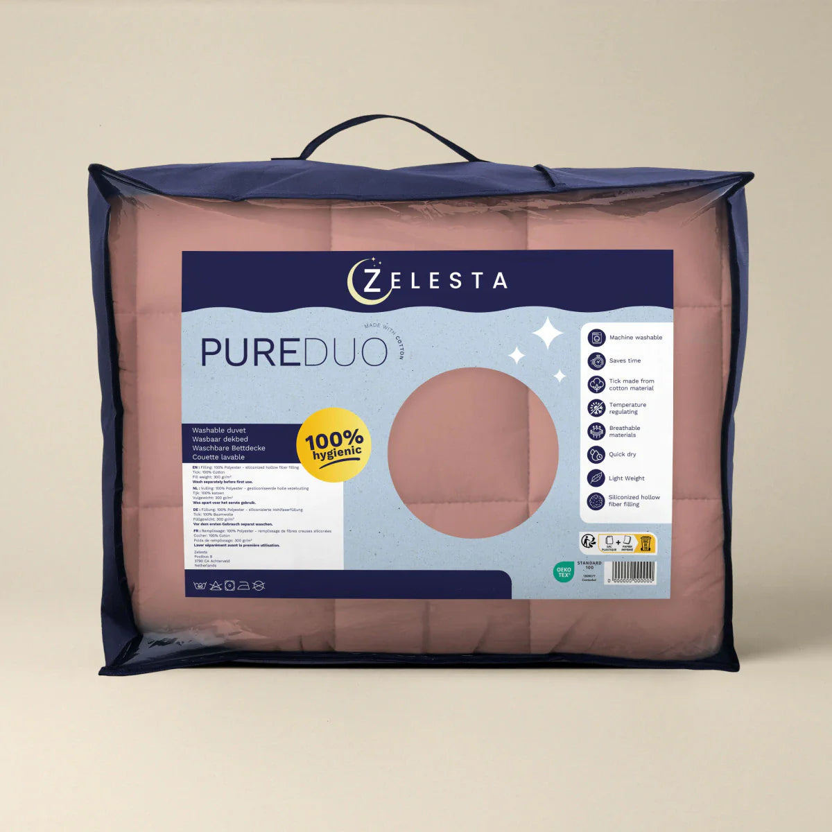Couette Zelesta Pure Duo Coton - Rose Terracotta & Rose Terre