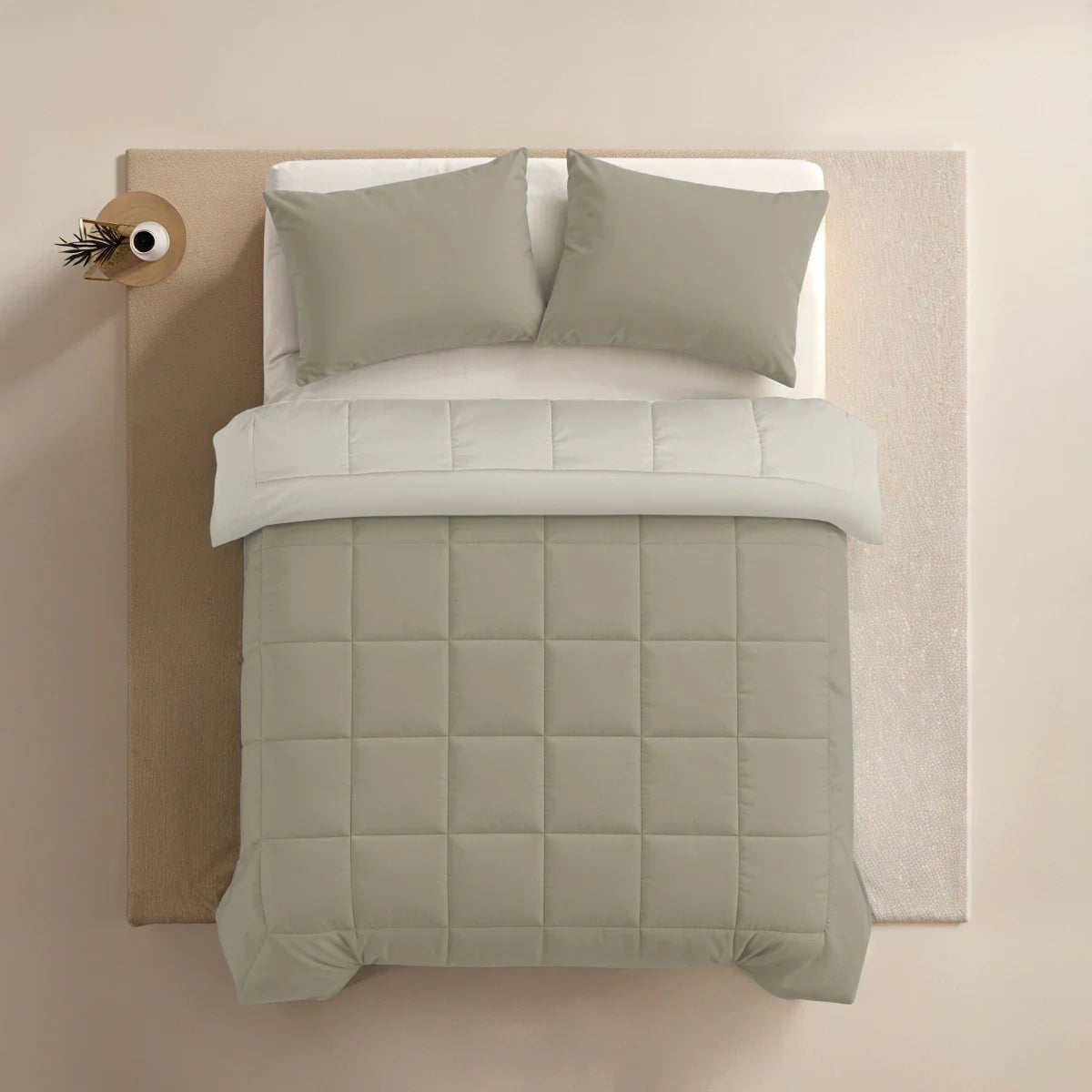 Couette Zelesta Pure Duo Coton - Gris Chaud & Blanc Crème