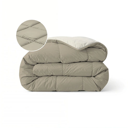 Couette Zelesta Pure Duo Coton - Gris Chaud & Blanc Crème