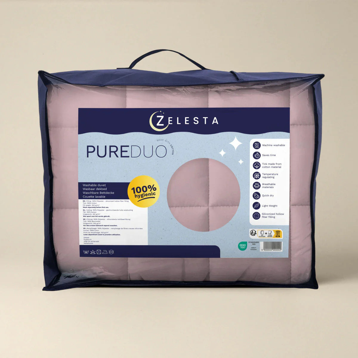 Couette Zelesta Pure Duo Coton - Violet Doux & Rose Doux