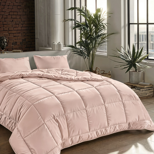 Couette Zelesta Pure Uni 4 Saisons Sans Coutures en Coton – Rose