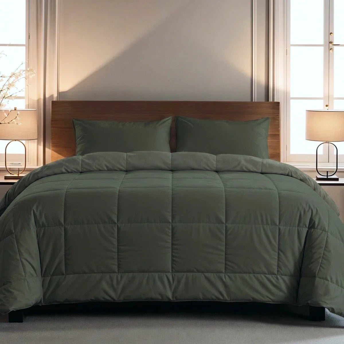 Couette Zelesta Pure Uni Cotton - Olive Noir