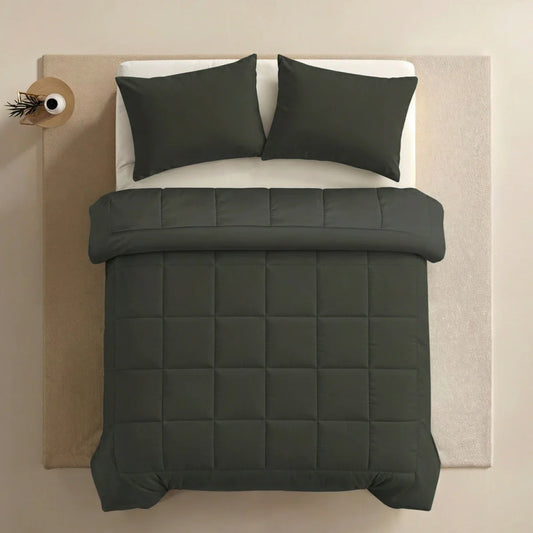 Zelesta Pure Unie Taies d'Oreiller Coton - Set de 2 - Noir Olive