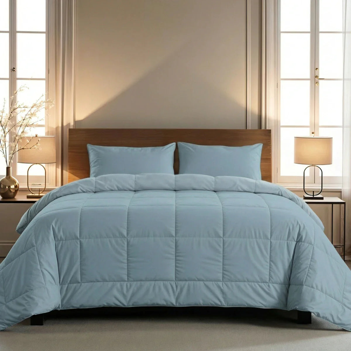 Couette Zelesta Pure Uni Cotton - Bleu Pastel