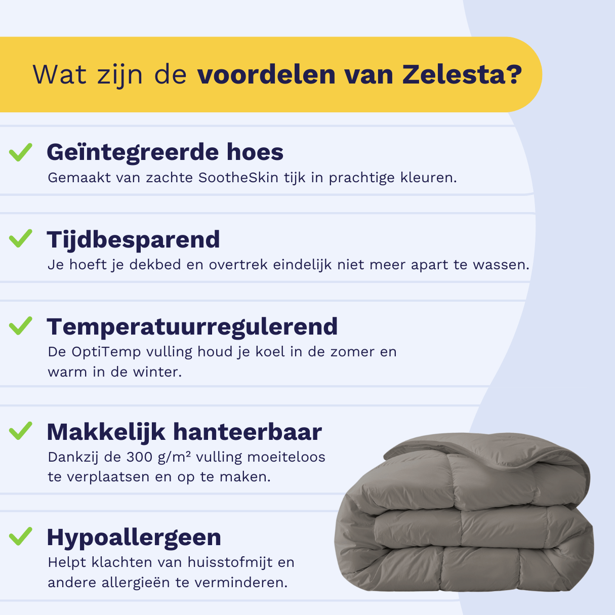 Zelesta Everyday Uni Couette - Gris Doux