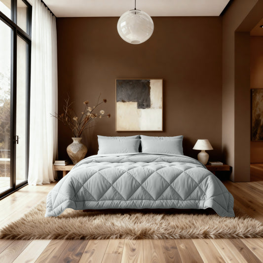Couette Zelesta Comfort Uni Diamond - Gris-Bleu