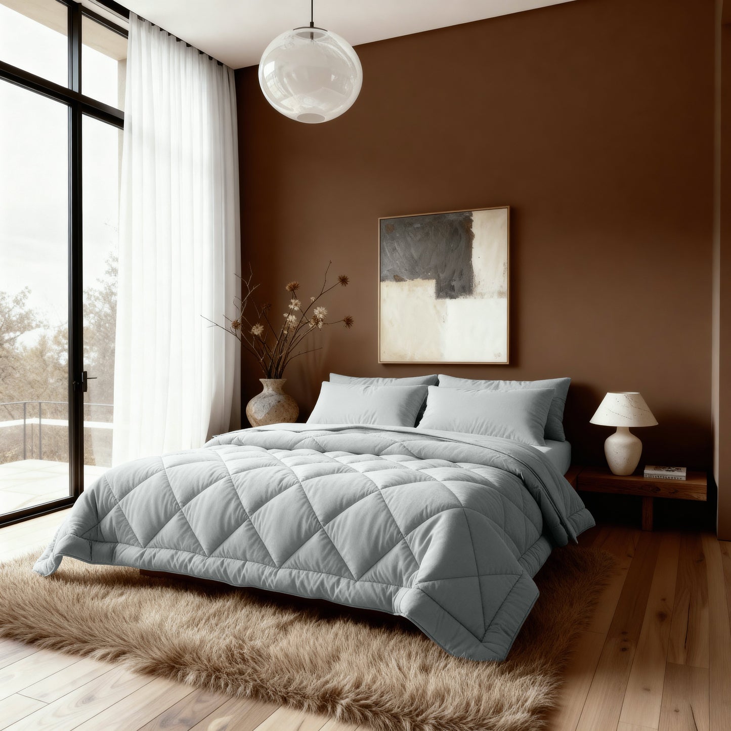 Couette Zelesta Comfort Uni Diamond - Gris-Bleu