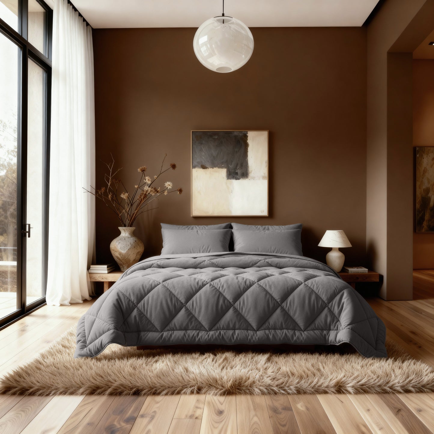 Couette Zelesta Comfort Uni Diamond - Marron-Gris