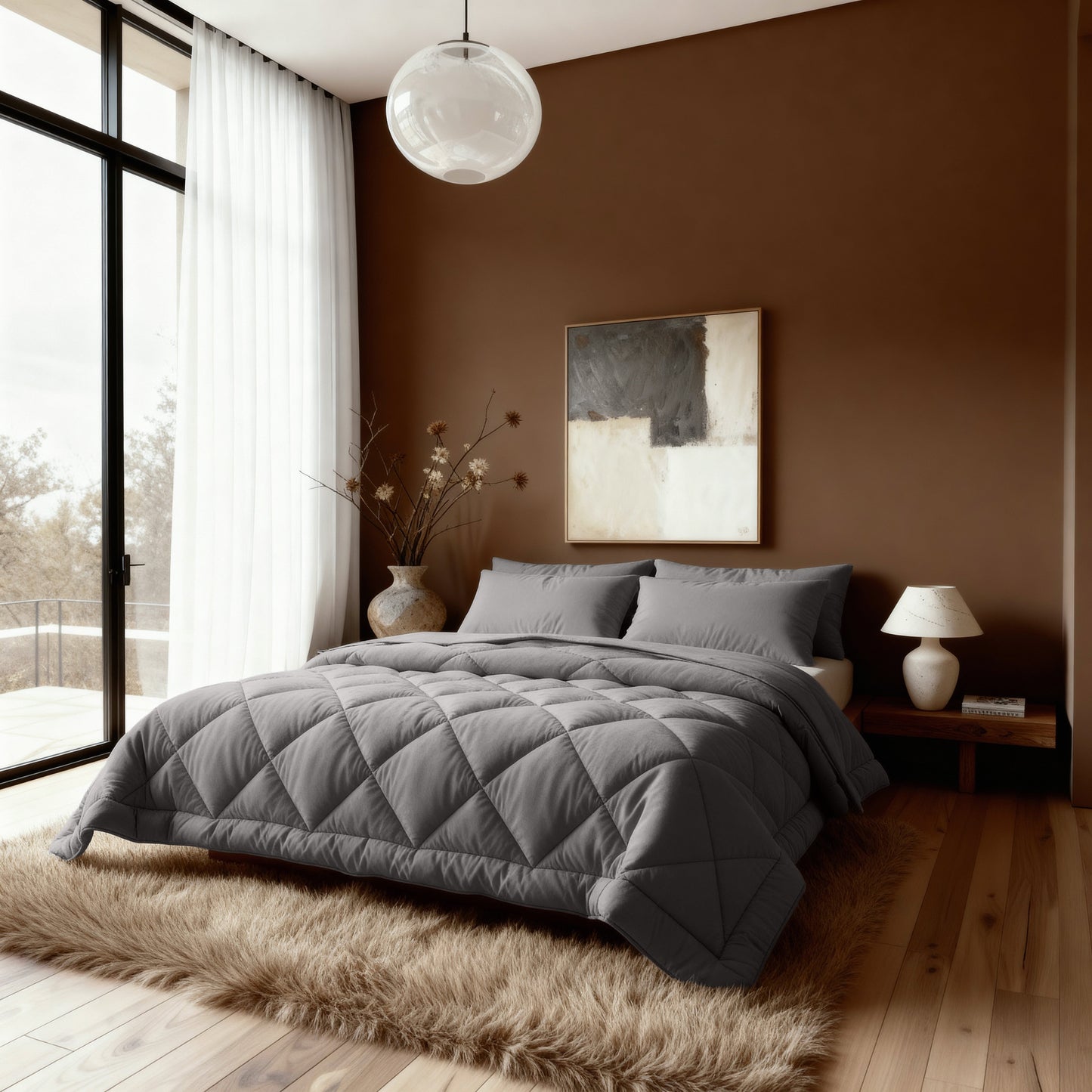 Couette Zelesta Comfort Uni Diamond - Marron-Gris