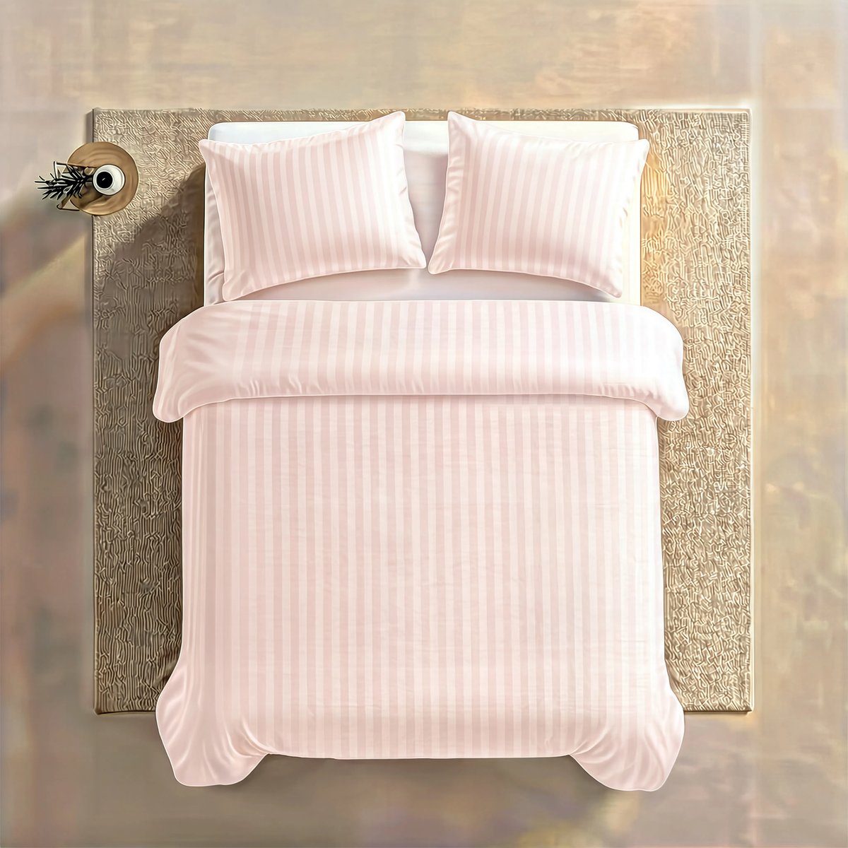 Zelesta Deluxe Hotel Stripe Satin Cotton Couette - Rose