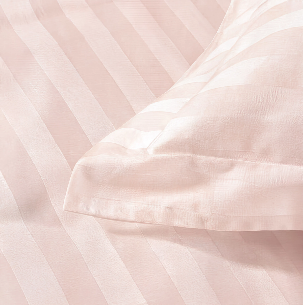 Zelesta Deluxe Hotel Stripe Satin Cotton Couette - Rose