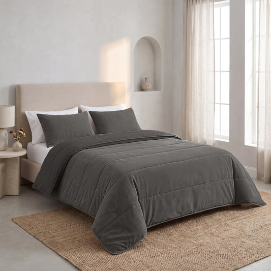 Zelesta Special Corduroy Cotton Couette - Anthracite