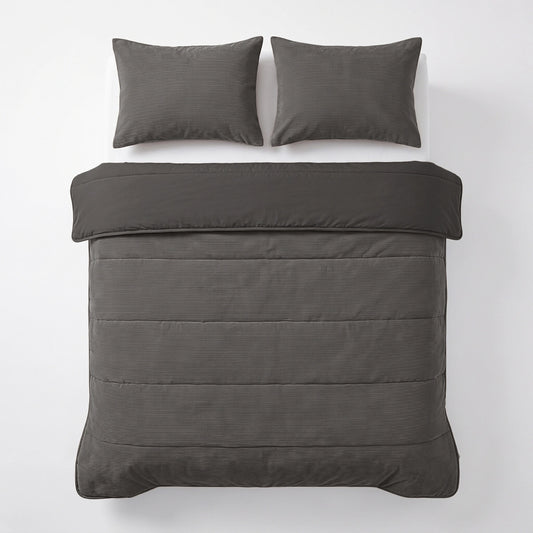Zelesta Special Corduroy Cotton Taies d'oreiller Lot de 2 - Anthracite