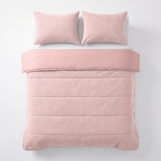 Zelesta Special Corduroy Cotton Taies d'oreiller Lot de 2 - Rose poudré